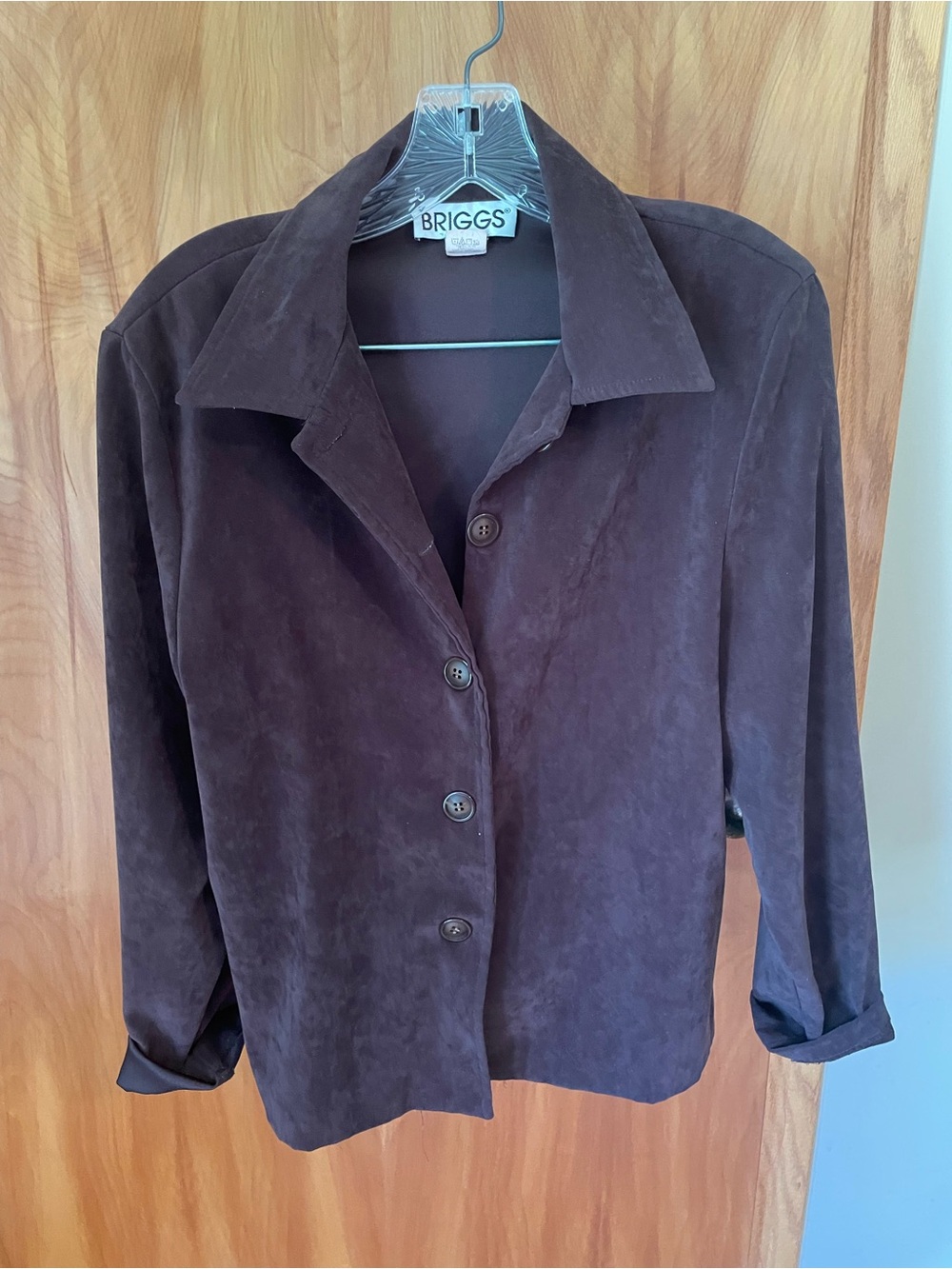 Briggs New York Dark Brown Suede Button-Front Blazer